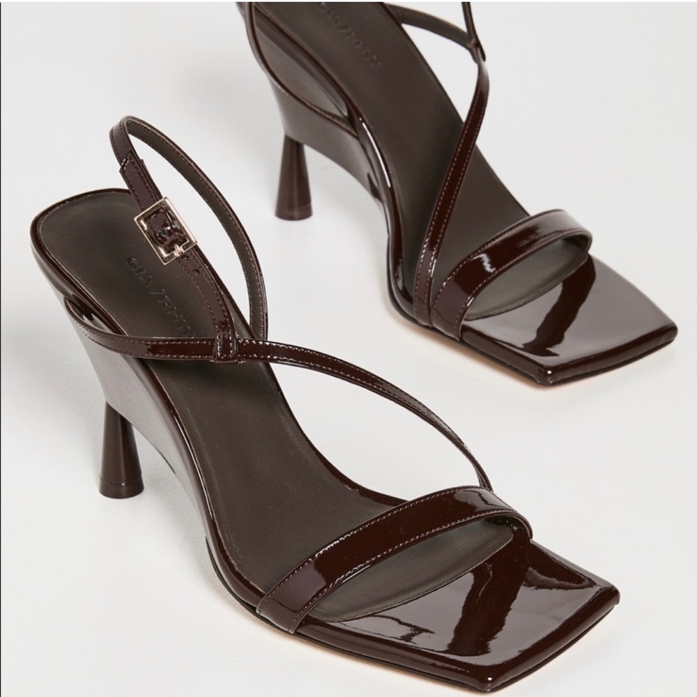 Gia Borghini Rosie 5 Patent Brown Sandals
